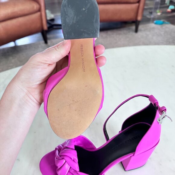 Rebecca Minkoff Fuchsia Knot Block Heel Sandals - Picture 5 of 11